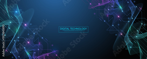 Motherboard technology circuit board background texture design. Creative idea AI banner concept for internet technology. Digital motherboard concept for poster, cover, banner, header, web template