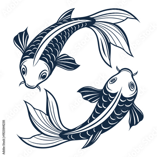Navy blue of two fish forming a circle pisces zodiac