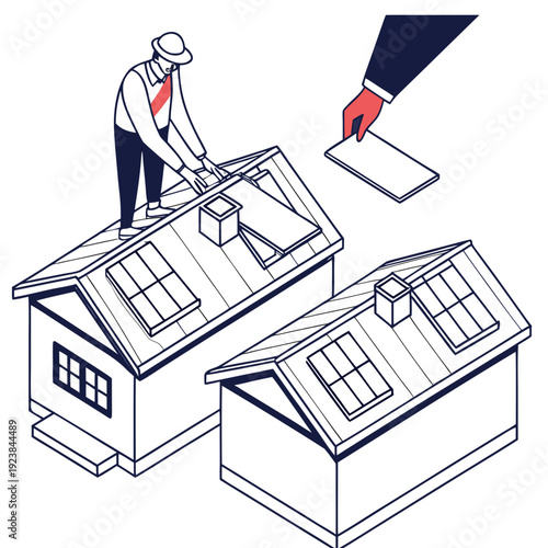 Roofer receiving tile for house roof installation roof tile