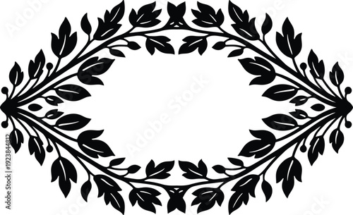 Decorative laurel wreath vector design element black silhouette on transparent background perfect for awards anniversaries celebrations and special occasions.