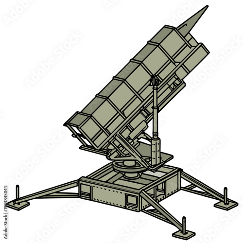Military missile launcher system on a tripod stand