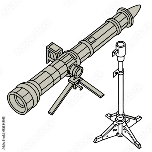 Missile launcher on tripod with sight military