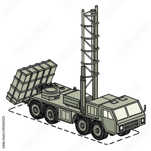 Military truck with missile launcher system vehicle 2