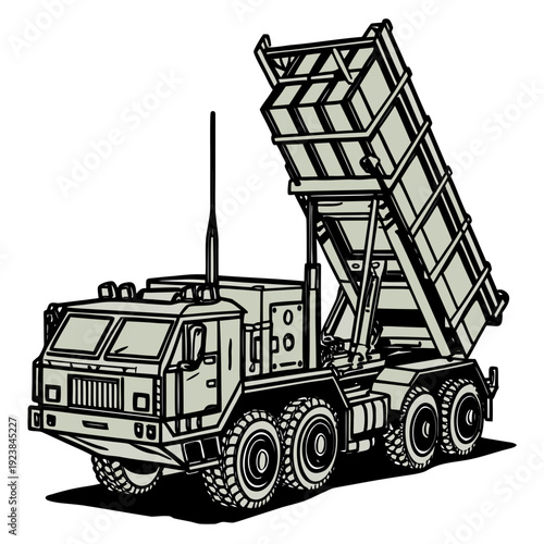 Military truck with missile launcher system vehicle 1