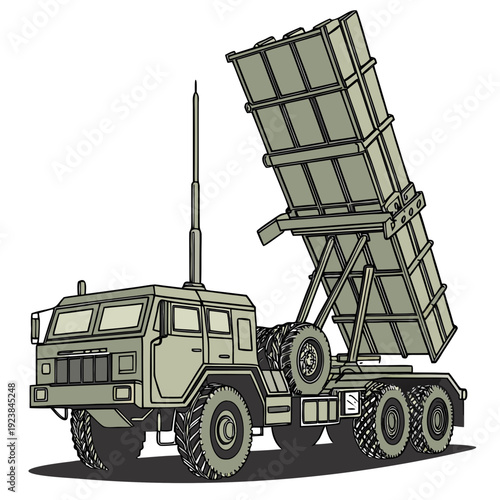 Military truck with missile launcher system vehicle 3