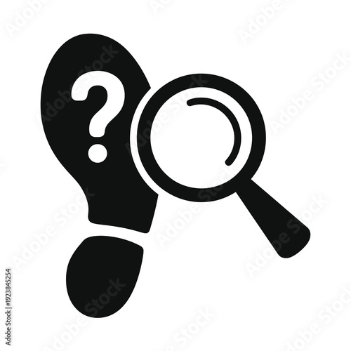 Vector icon featuring a question mark on a head with a magnifying glass