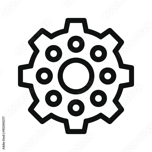 Vector of a gear with eight teeth and a central hole.