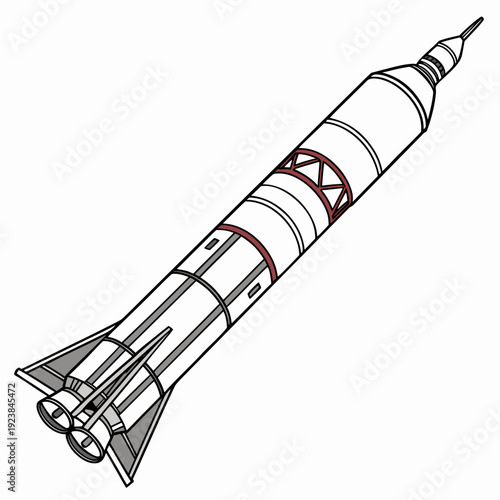 Of a rocket with red accents space launch vehicle white background