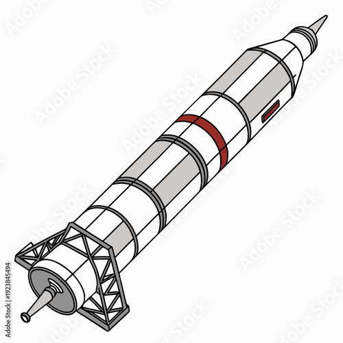 Ultra detailed rocket launch system with red accent