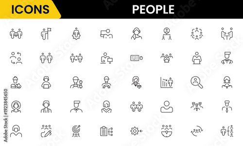 People icon set in flat style. Line icon set. Management line icons. Line Business People. Human resources. office management. Vector illustration.