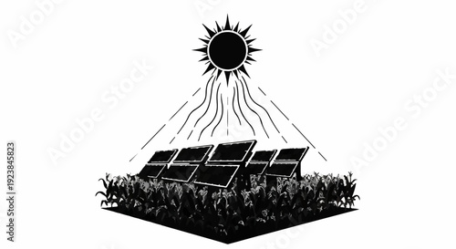 Solar panels harness the sun's energy amidst lush greenery, symbolizing renewable power and sustainability.