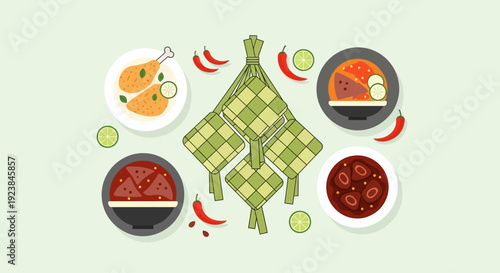 Celebrating Eid al Fitr with traditional halal food, eid feast, and muslim celebration, surrounded by delicious eid food and festive decorations