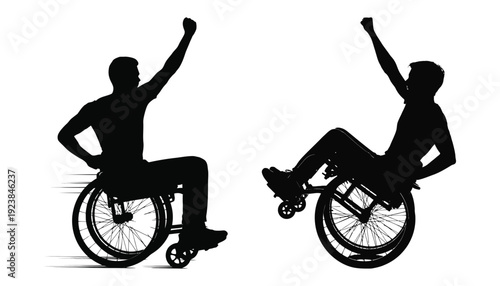 Inclusivity in motion: disabled woman silhouette vector art
