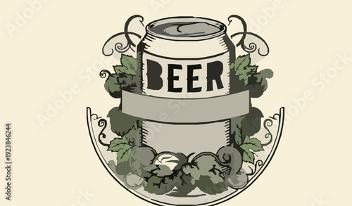 Retro beer badge vacation slogan vector design