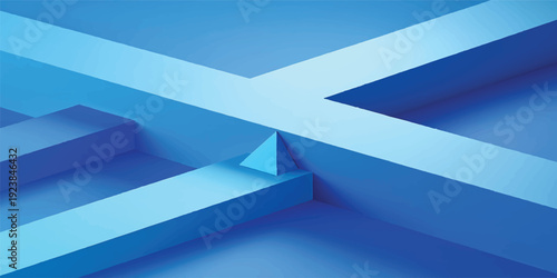 Abstract blue 3d background with geometric cubes creates a creative digital art concept for modern business office interior design and architectural space structures