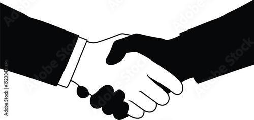 Business Handshake Silhouette - Partnership Agreement Icon Vector