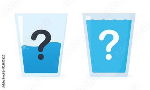 Glass of Drink with Question Mark Icon. Flat Vector Illustration