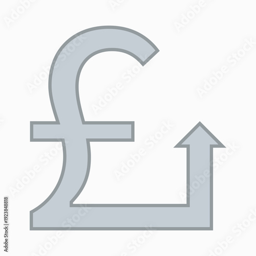 Silver British Pound Upward Arrow Icon