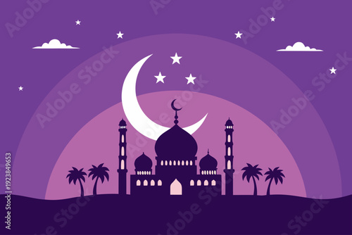 Featuring Crescent Moon And Stars Islamic Bold Elegant Premium Digital Asset