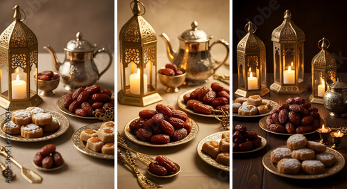 Wallpaper Mural Islamic holy month illustration series with warm gold and emerald tones in modern flat vector style. Torontodigital.ca