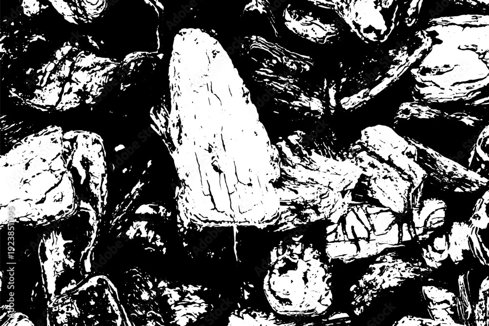 Obraz premium Grunge black and white rock wall textured background (Vector). Use for decoration, aging or old layer