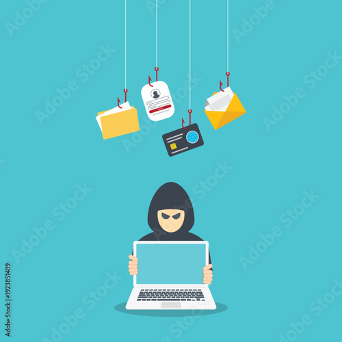 hacker in front of his computer committing digital cybercrime