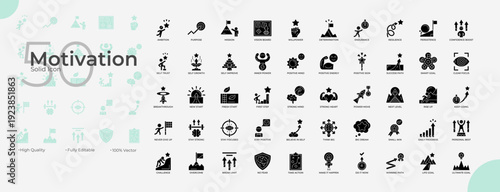 Motivation Solid Editable Icons set