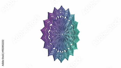 Intricate Starburst Mandala Design with Gradient Color Transition