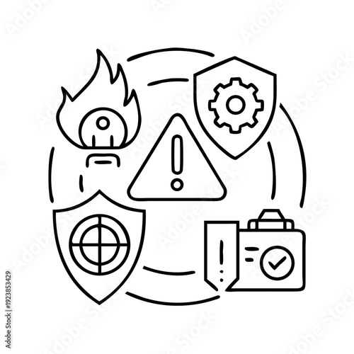 Conceptual digital security and protection icons representing security services and mechanisms