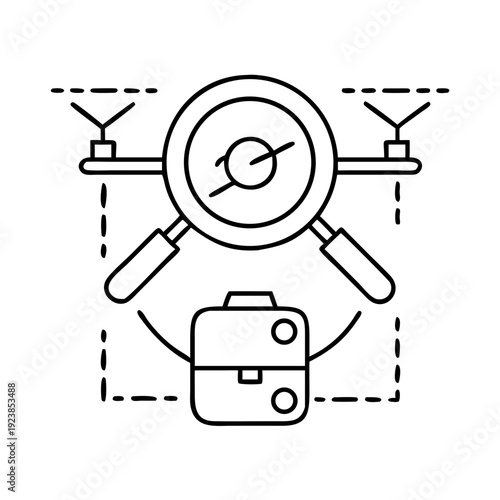 Simple icon representing job search using modern technology and tools