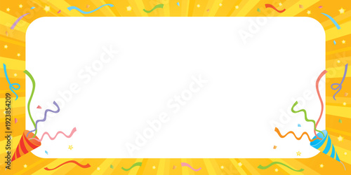 カラフルな紙吹雪とリボンのフレーム