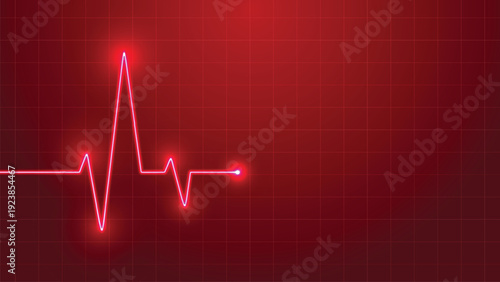 Health Heart Pulse Trace Red Background. Pulse emergency medicine hospital.