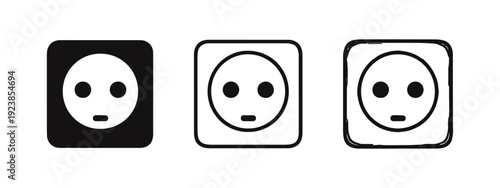 Electric Power Socket Icon Set - Solid, Outline, and Hand-Drawn Styles for Energy and Home Appliances