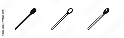 Cotton Swab Icon Set - Solid, Outline, and Hand-Drawn Styles for Hygiene and Personal Care