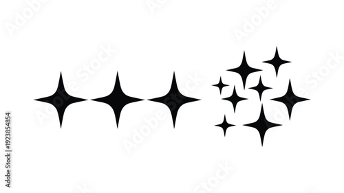 Four pointed star sparkle icons for magical shine and decoration