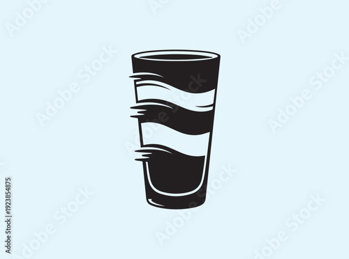 Minimalist vector icon of a layered beverage featuring curved motion paths
