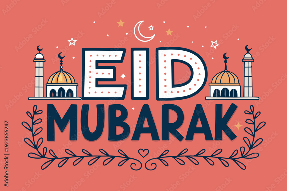 Obraz premium Vibrant Eid Mubarak Bold Line Strong Creative Visual