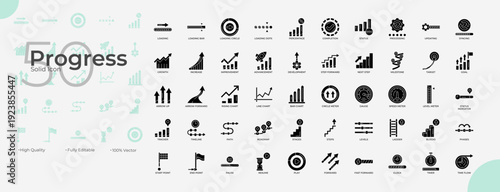 Progress Solid Editable Icons set