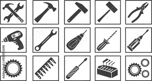 Industrial Tool and Factory Icon Set