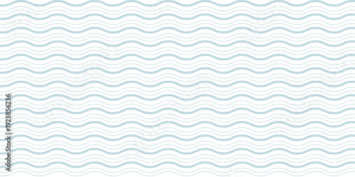 Seamless Wave Pattern, Hand drawn water sea vector background. Wavy beach print, curly grunge paint lines, watercolor stripes