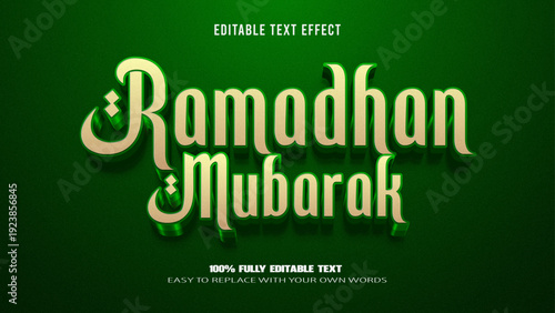 ramadhan mubarak editable text effect 3d vector premium