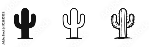 Generic Cactus Icon Set: Solid, Outline, and Hand-Drawn Styles for Desert and Plant-Themed Designs