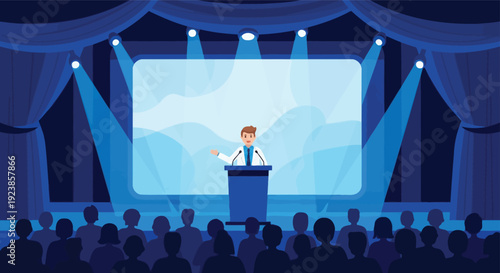 Man Speaker Podium Stage Audience Presentation