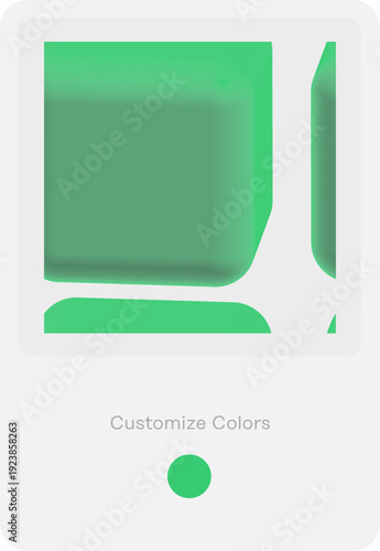 Modern mobile application interface displaying a green color customization option with a square swatch and circular selector for UI/UX design.