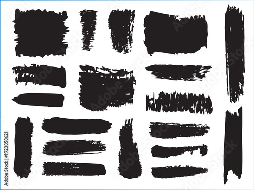 A collection of black brush strokes on a white background