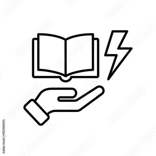 Minimalist black and white illustration of an open book evolving into a paper airplane, symbolizing knowledge, creativity, and forward momentum in business or education.