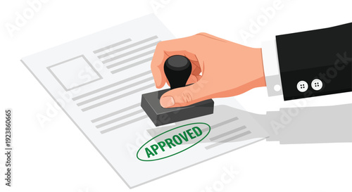 Hand Stamping Approved Mark on Document