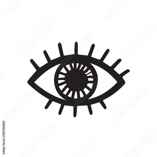 A clean vector design of a human eye symbol, created with simple shapes to express sight, attention, and visual communication concepts.