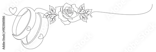 Continuous line drawing of a wedding ring with floral illustration 4.eps
