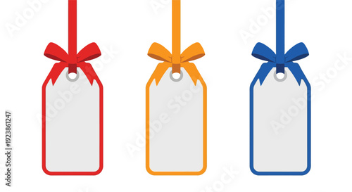 Hanging Blank Gift Tags with Colorful Bows and Ribbons